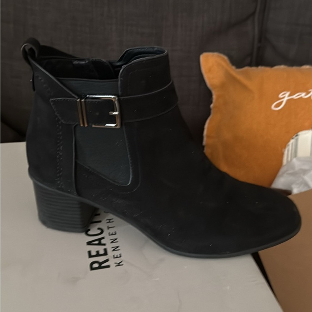 Kenneth Cole Black Ankle Booties with Buckle